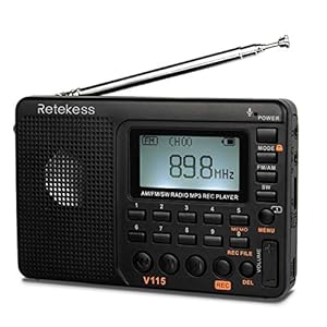 Retekess V115 Digital Radio AM FM, Portable Shortwave Radios, Rechargeable Radio Digital Tuner and Presets, Support…