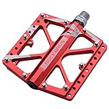 DURABLE Y FUERTE: El cuerpo principal de estos pedales es de aleación de aluminio y el eje es de Cr-Mo, los pedales de bicicleta son duraderos, resistentes a los golpes y anticorrosión.