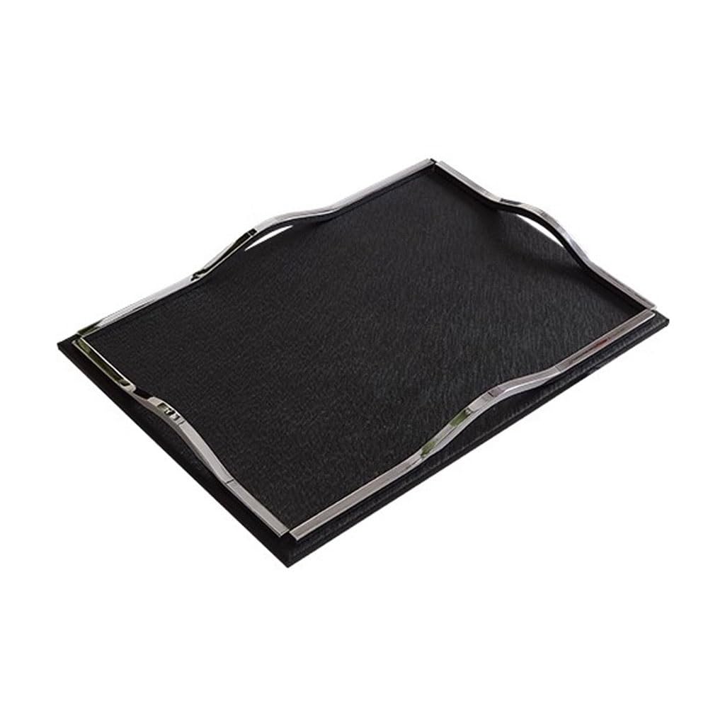 Plateau repas en cuir noir pour sublimer votre table à thé au salon