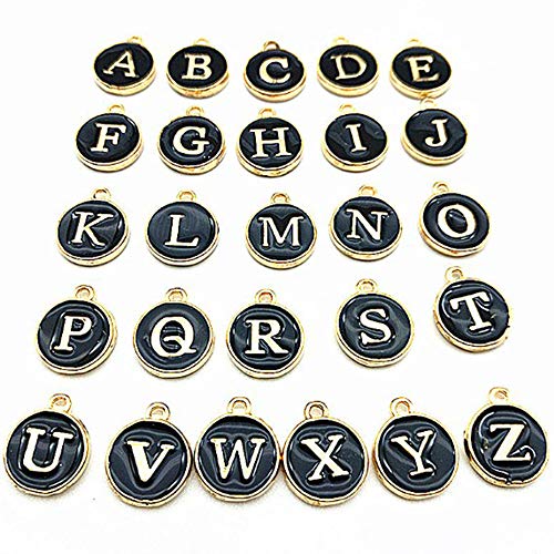 Fleymu Metal Craft Supplies Mixed Charm Dangle Hangers Kopervormen Bedels voor Craft Vintage in Bulk DIY Hanger Brons Set voor Ketting Armband Sieraden Maken en Crafting (Letter)