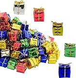 Lot de 100 paquets cadeaux décoratifs, miniatures pour décoration de Noël, mini boîtes cadeaux de Noël, miniatures pour décoration de sapin de Noël (D)