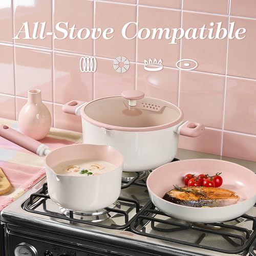 image for CAROTE 7QT Nonstick Stock Pot with Lid, Ceramic Casserole with Ladle, 