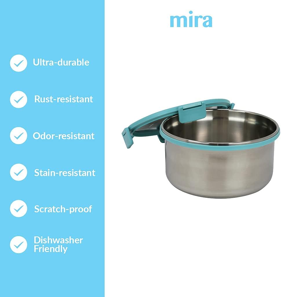 MIRA 6 Cup Stainless Steel Salad Bowl - Portable Lunch Container with Secure Lid - To-Go Size, Frost - Image 5