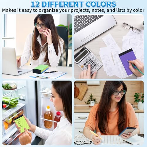Image of Oleitodh 48 Pack 3 x 5 Inch Note Pads 12 Colors Mini Memo Pads | 80GSM Lined Writing Pads with 30 Sheets Each, Small Pocket Notepads for Office, School, Teachers, Lists and Daily Notes