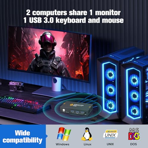 Greathtek S7232H-01 Usb3.0 Kvm Switch 2 Port Hdmi, 4K@60Hz Kvm Switch 1 Monitors 2 Computers With 3 Usb3.0 Ports, Hdmi Kvm Switches thumb #3