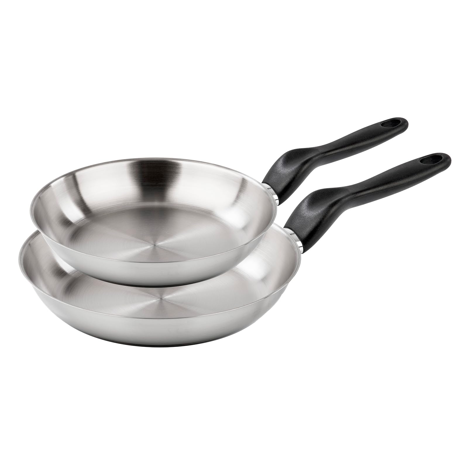 Barazzoni Le Inoxidabili Set di 2 Padelle, ø 24/28 cm, Made in Italy, Acciaio Inox 18/10, Induzione+Gas, Triplo fondo, PFAS free