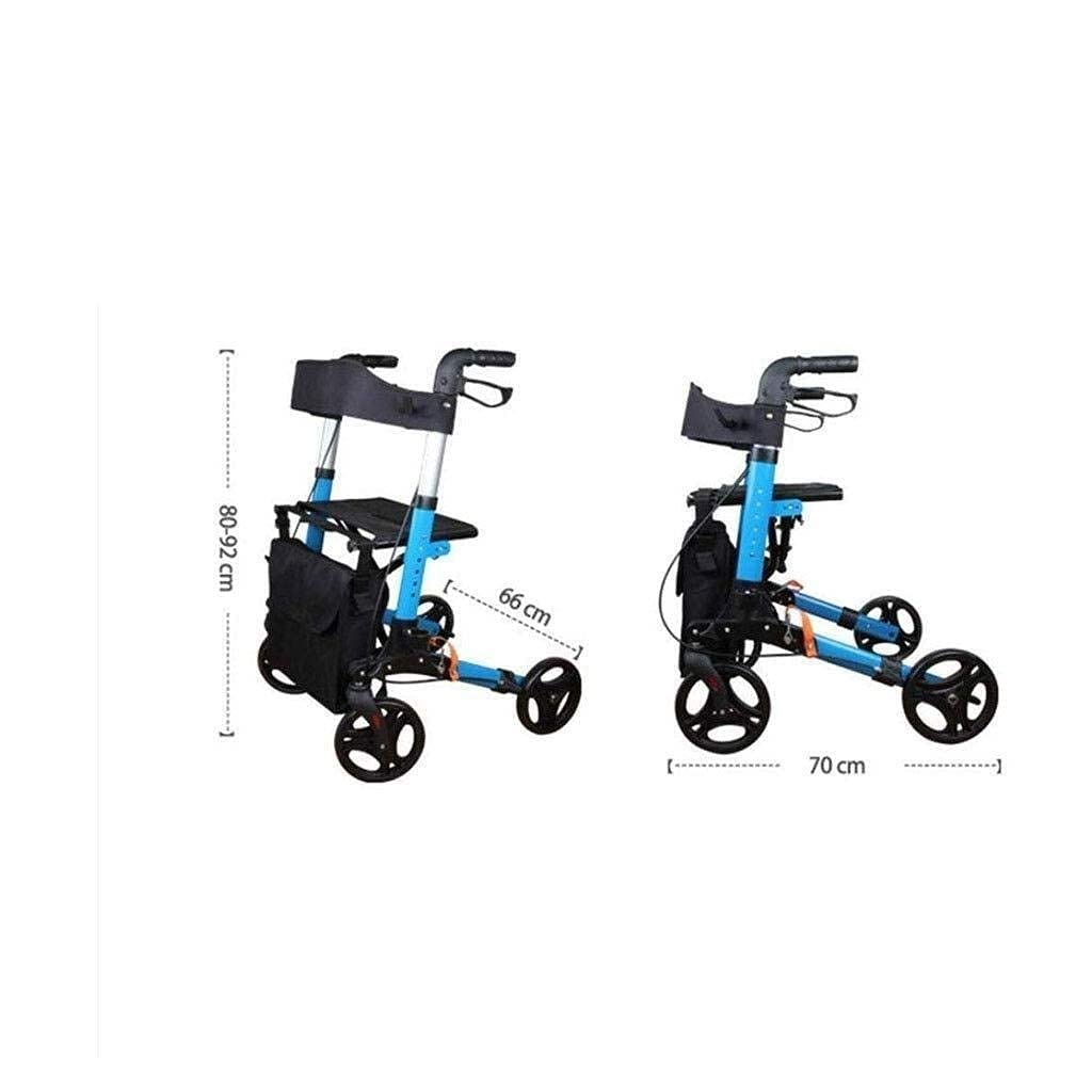 Chodziki dla seniorów Rama spacerowa, Rama spacerowa na kółkach Rollator z hamulcami i siedzeniem, Składany chodzik ze stopu aluminium Czterokołowy skuter Wózek inwalidzki Starszy wózek na zakupy