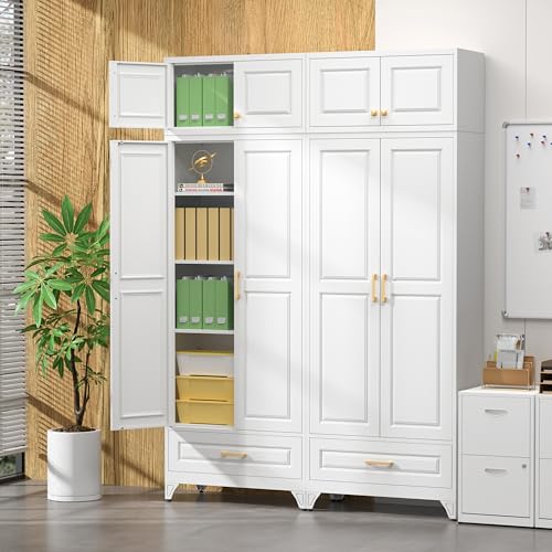 Image of SteeLoong 90 inch Metal Storage Cabinet with Doors and 3 Adjustable Shelves