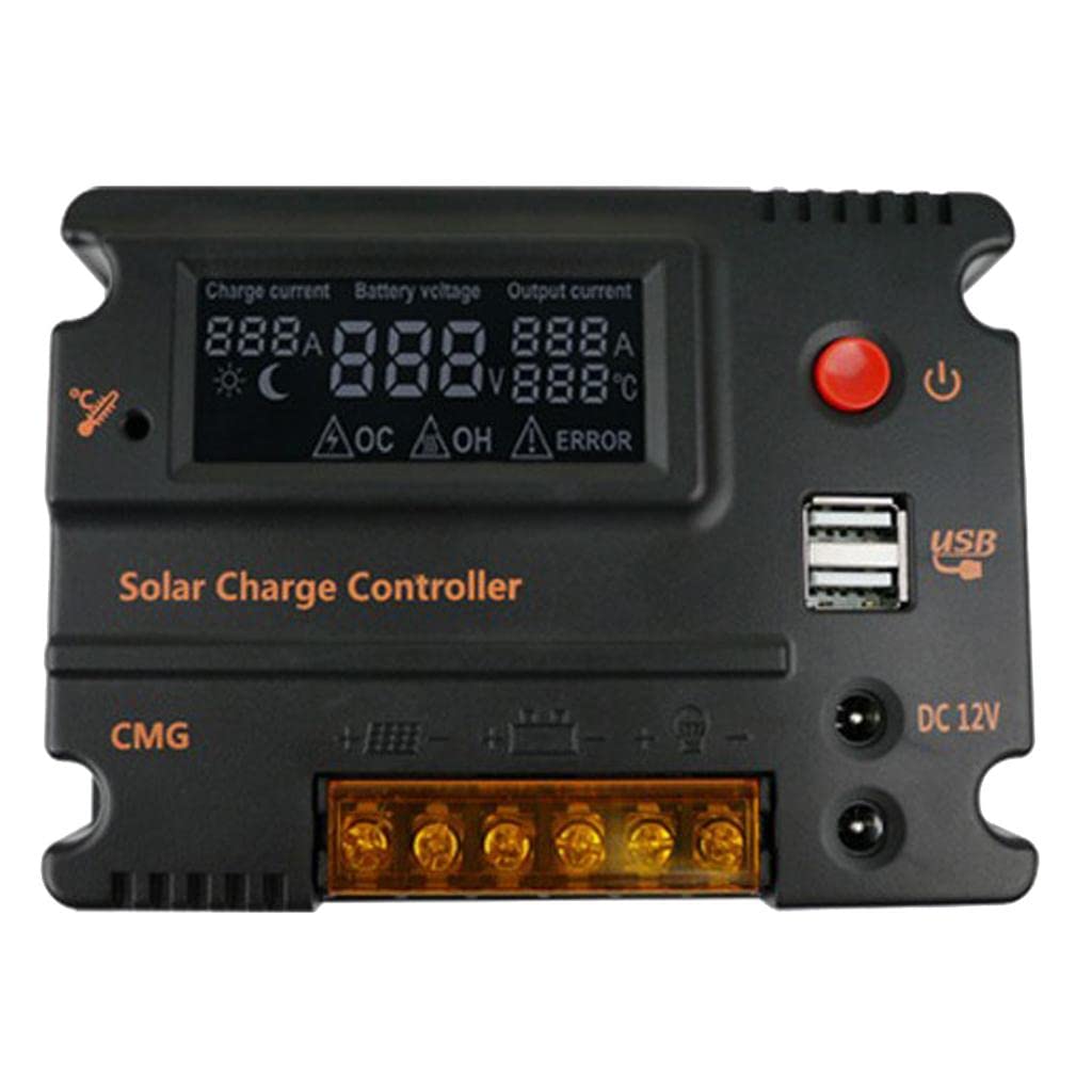 20A Mppt Pwm Controller Waterproof Solar Charge Controller W/Lcd Display And Led BarCollectibles