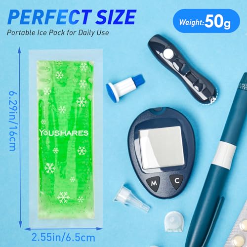 Image of YOUSHARES TSA Approved Ice Packs for Insulin Cooler Travel Case - Reusable Small Freezer Packs for Medications, (4 Pcs, Green)