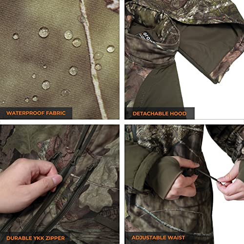 Image of ORORO Men's Waterproof Heated Hunting Jacket with Battery, Camo Hunting Heated Jacket with Detachable Hood