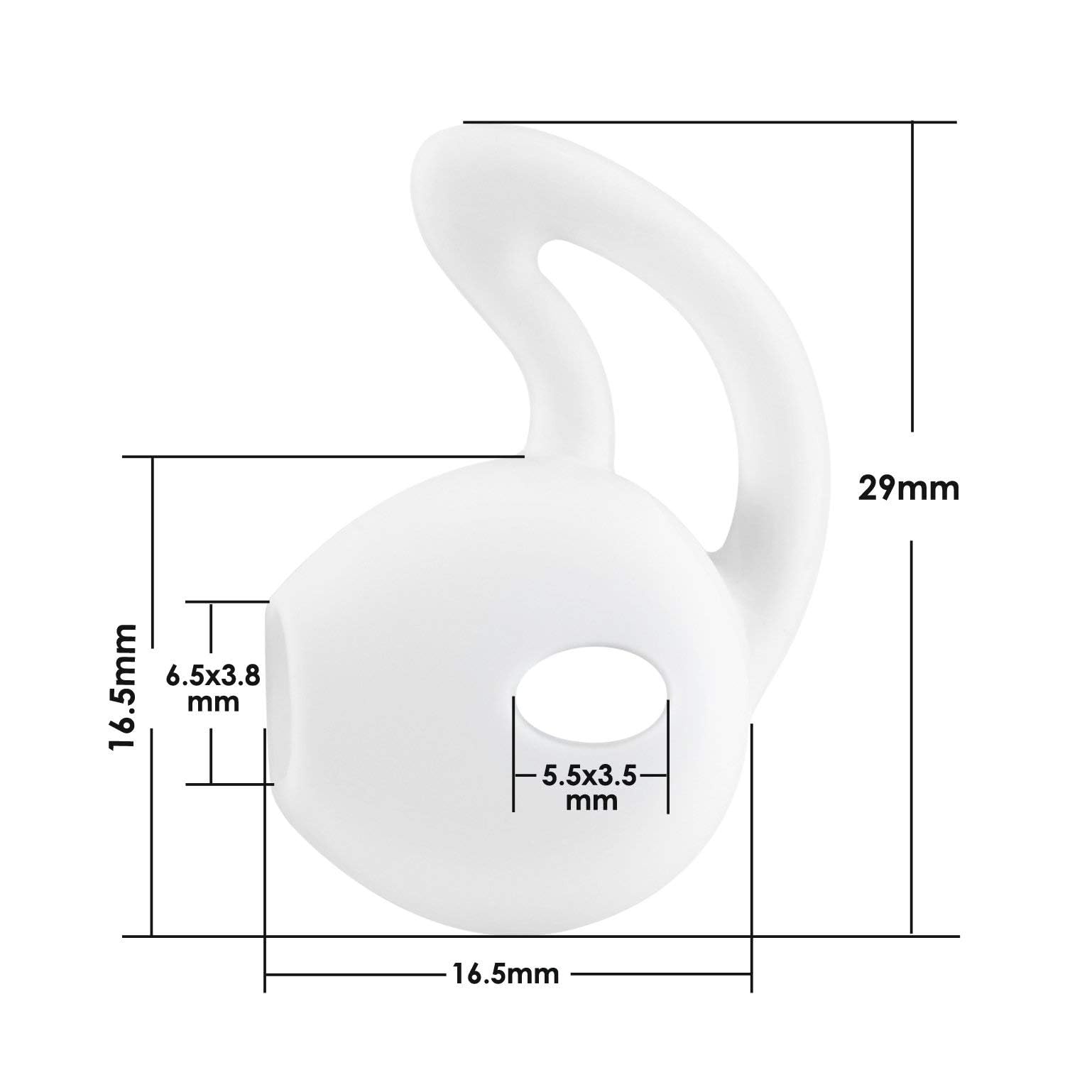 D & K Exclusives Ear Hook Covers for Earbud Headphones, Noise Isolation Anti-Slip Silicone Earbuds/Ear Plug Tips 3 Pair Cover Tips Accessories Compatible Headset MNHF2AM/A (White 6PCS) 4