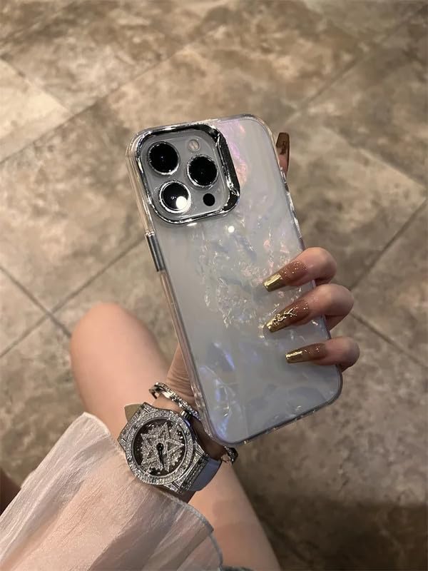 Image of COVERLY TPU for iPhone 16 Pro Max Holographic Marble Glitter Case,Luxury Laser Colorful Dreamy Hard Phone Case Camera Lens Protection Nebula Shockproof Case Aesthetic Cover for Apple iPhone 16 Pro Max