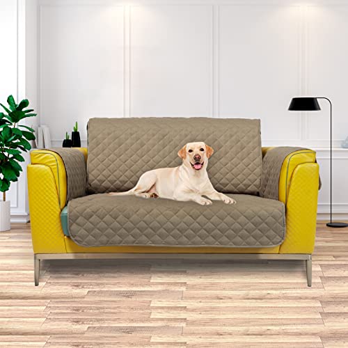 Joyelf Loveseat Sofa Slipcover Reversible Sofa Cover, Water Resistant Couch Cover For Dogs Furniture Protector With Elastic Straps For Pets Kids - Brown&Beige #TOP6