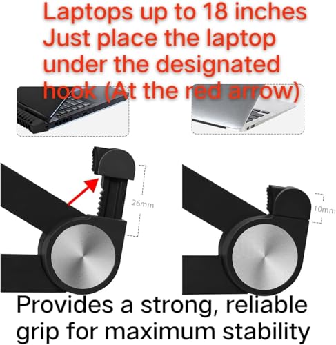 Image of Portable Laptop Stand for HP Omen 17 16 15 15t Transcend 14 16 MAX 16 Victus 15 16 Pavilion Gaming Laptop.Laptop Stand for Desk,Made of Reinforced Nylon, 304 Stainless Steel and Silicone.Black