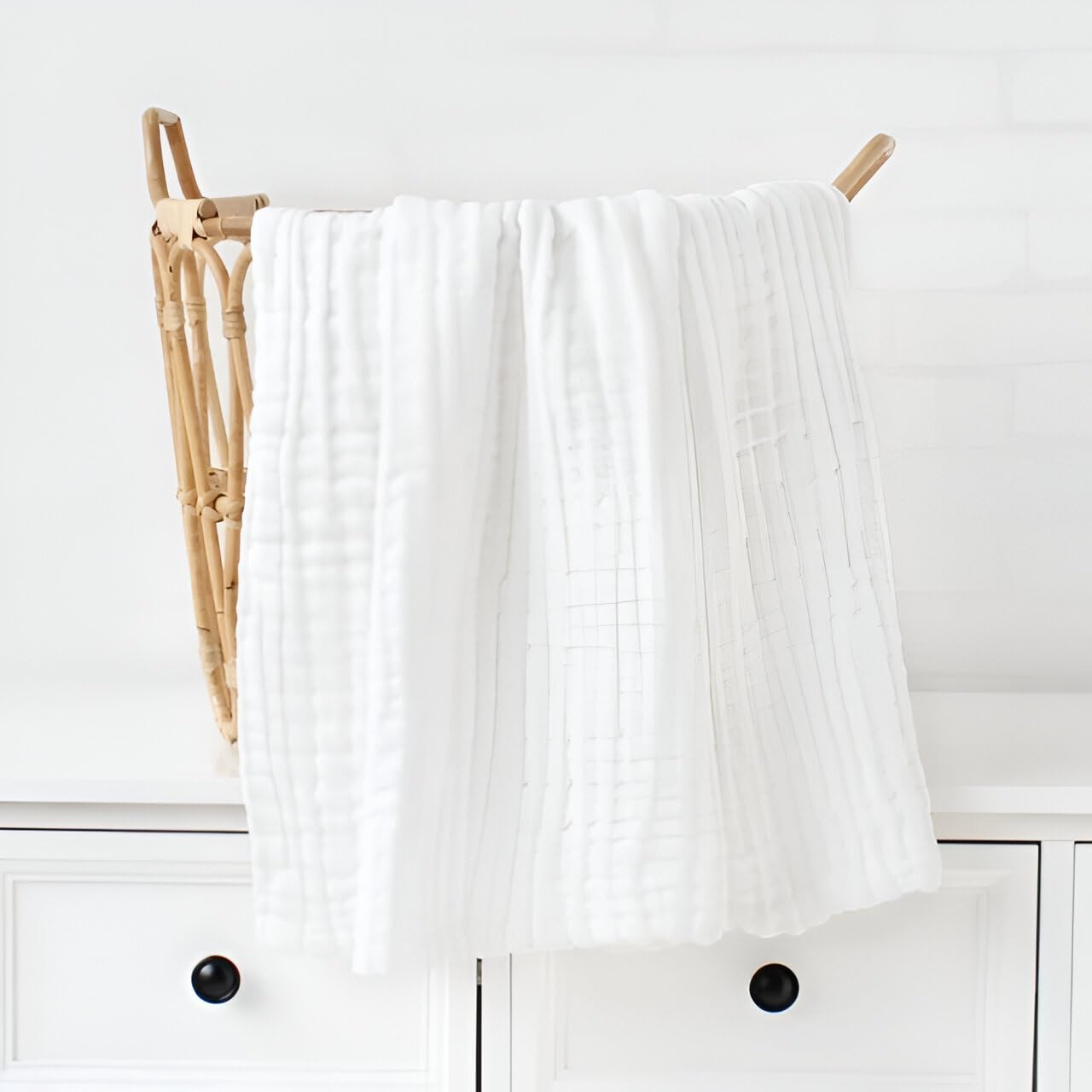 JUST GOODS Organic 100% Cotton Muslin Baby Bath Towel - Super Absorbent, Extra Soft, Eco-Friendly, Multi-Use for Newborns, Infants, Kids Boys & Girls - 105x105 CM (White)-picture-16