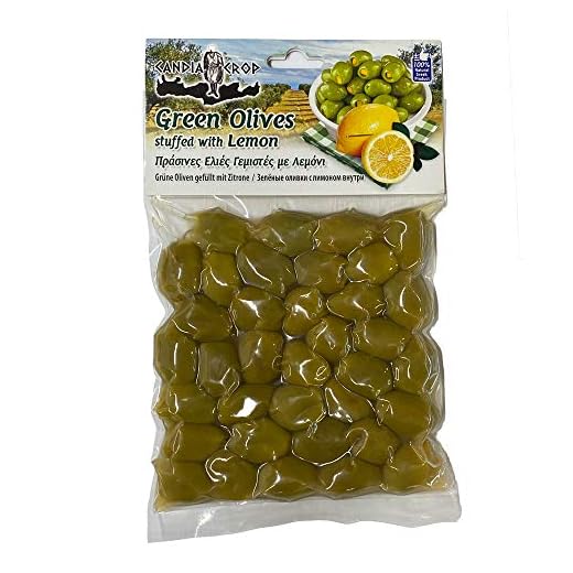 Candia Crop Aceitunas Verdes Griegas Rellenas de Limón, Paquete de 5 x 200g (Total: 1 kg)