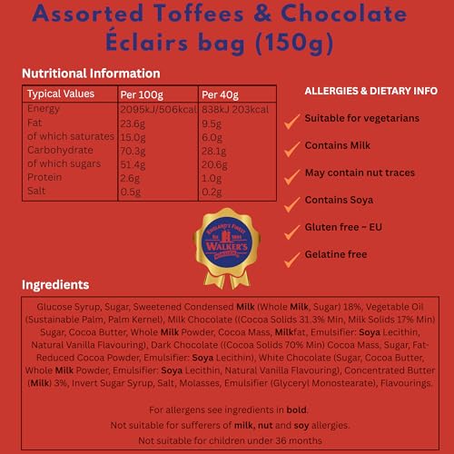 Walkers Nonsuch Assorted Toffees & Chocolate Eclairs , 150 G (1Er Pack)