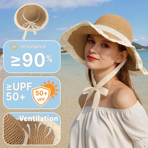 Image of Beach Hats for Women - Beach Hat Womens UPF 50+, Packable Sun Hat Women