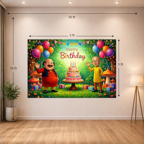 Image of Happy Birthday Theme Backdrop Banner (Fabric) 3x5 ft - Digital Print Cloth Background, Reusable Birthday Party Wall Decoration for Girls, Photo Booth & Stage Decor
