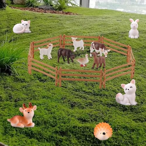 50 Stück Miniatur Zaun Für Kreative Farm Szenen, Schleich Zaun Mit Fünf Tiere., Schleich Zäune Spielzeug Für Kind Ab 3 Jahren, Eltern-Kind Aktivitäten, DIY Mini Zaun Playmobil Zaun Set, 9 X 4 X 0.8 Cm