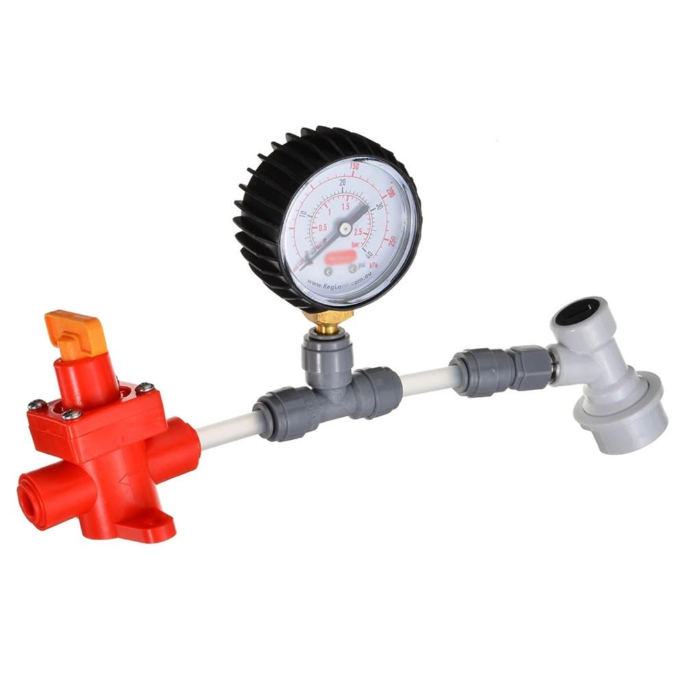 Juego de válvulas giratorias de diafragma de acetal con medidor de alivio de presión ajustable, 0-40 PSI, perfecto para elaboración de cerveza casera y aplicaciones industriales