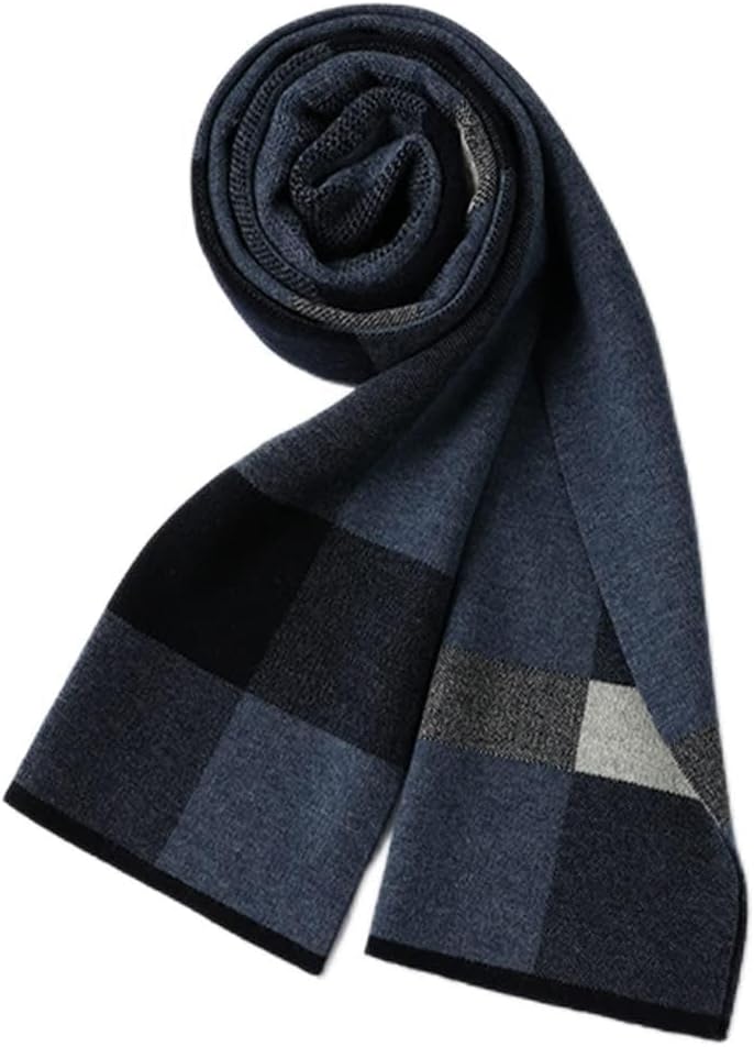 HBJWOV Scarf men's plaid casual business thickening warm autumn and winter scarf cashmere long