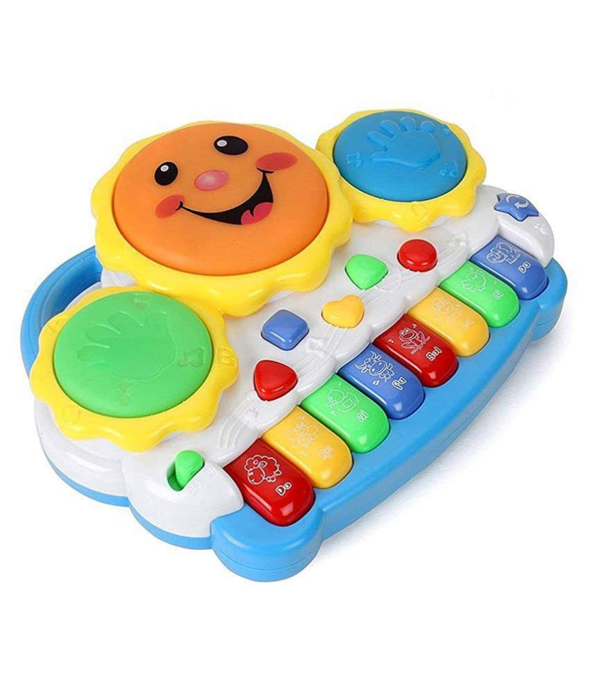 Wheezy Cute Baby Design Musical Keyboard Drum Sound and Song Electric Piano Early Learning Music Instrument Toy for Boy and Girl