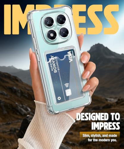 Image of WOW IMAGINE Transparent Back Cover Case for Redmi Note 14 Pro 5G | Poco X7 5G | Flexible Built-in Slim Card Pockets Wallet | 360 Camera Protection TPU | Soft Silicone Mobile Cover - Transparent