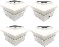 Vista 11 de Negro/Marrón/Plata/Blanco 4 x 4 Solar Post Deck Cap Fence Light PVC Vinilo (plateado, 4 unidades)