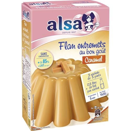 Préparation flan caramel Alsa entremets sachet 180g lot de 4 pour gâteau de famille