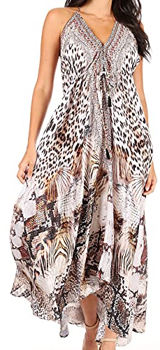 Image of Sakkas Lizi Womens Maxi High-Low Halter Handkerchief Long Dress Beach Party