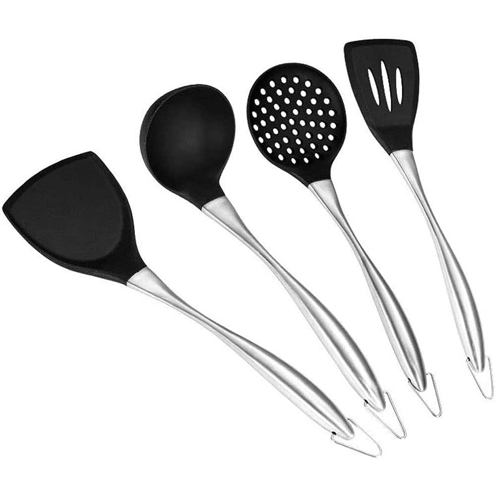 HTTGDGDH Cooking Utensil Sets, Nonstick Utensil Kitchen Cooking Tools Set, 4 Piece Silicone Kitchen Cooking Utensils,