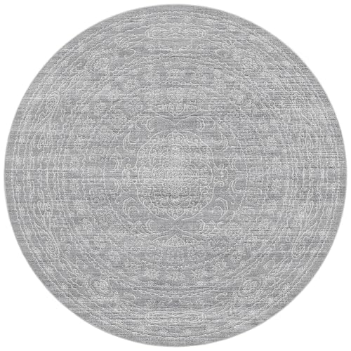 DMOYEST Teppich Rund 150 cm Grau Vintage Waschbar – Ansicht 8
