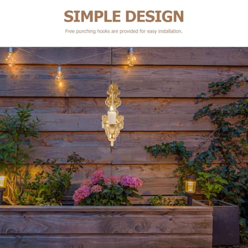 HANABASS Metal Wall Hanging Candle Holder Cast Iron Candle Wall Sconce Vintage Gothic Decorative for Living Room Bedroom Home Weddings Event Kitchen, Golden by HANABASS - Image 2
