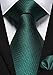 HISDERN Emerald Green Ties for Men Solid Plaid Forest Tie with Pocket Square Set Plain Dark Hunter Green Ties Handkerchief Satin Silk Neckties Wedding