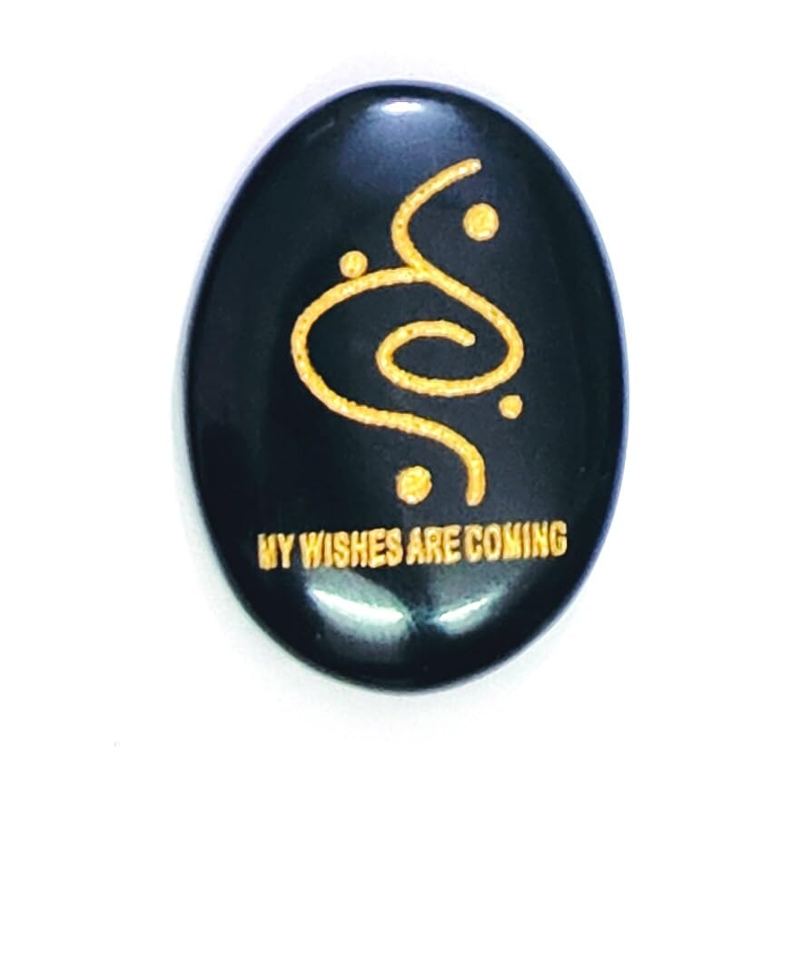 Astroghar My Wishes are Coming Angelic Zibu Symbol Engraved Natural Black Tourmaline Faith Pocket Crystals-image-22