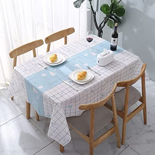 Aisszhao 137 * 180cm Wipe Clean PVC Tablecloth,Rectangular Large Easy Care Table Cover Reusable Table Cloth for Holiday Dinner Outdoor Picnic (Ice cream)