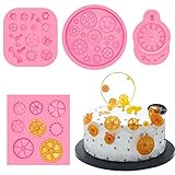 4 Pieces Steampunk Clock Mold Watch Silicone Mold Cogs Mold Clock Wheel Mold Silicone Fondant Chocolate Candy Mold for Cake Cupcake Decoration Party Supply