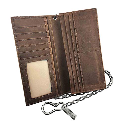 Men's Biker Crazy Horse Leather Long Chain Wallet Multi-card Coin Wallet Purse2