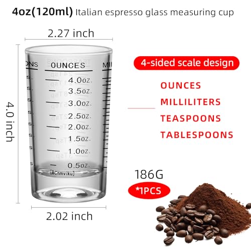 Vaso medidor de vidrio 4 oz con base pesada miniatura 2