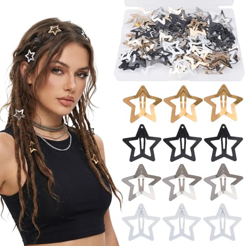 100 Pinzas Estrella para Cabello Metal 3.3 cm Negro Dorado Blanco miniatura 1