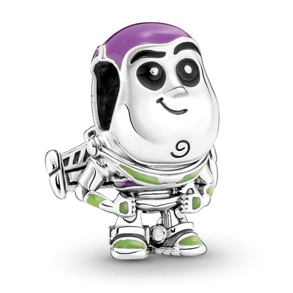 TopLAD Pixar Buzz Lightyear Charm fits Charm Bracelets 925 Silver DIY Fashion Christmas Birthday Jewellery for Women, Silver, silver