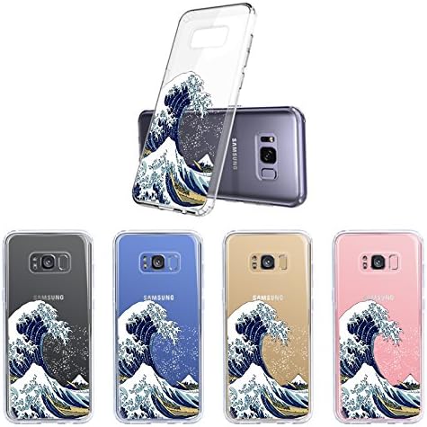 Galaxy S8 Case, Galaxy S8 Clear Case, MOSNOVO Tokyo Wave Pattern Clear Design Printed Transparent Plastic Hard Back Phone Case with TPU Bumper Protective Case Cover for Samsung Galaxy S8 (2017)