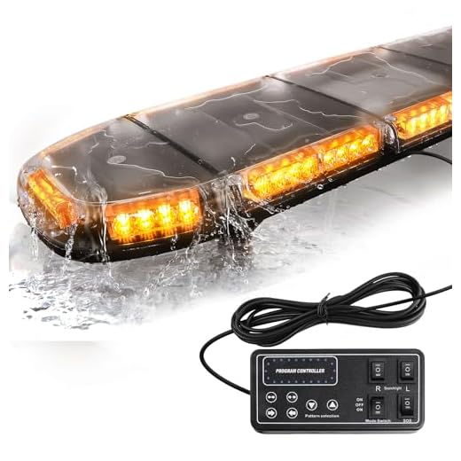 51" Amber Strobe Light Bar Emergency Warning Security 88 LEDs Hazard Flash for Tow Truck Construction Vehicle Car Snowplow Rooftop with Control Pannel