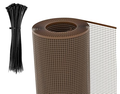 Rete protettiva in plastica 10 x 10 altezza Mt 1 x lunghezza Mt 5 con 100 FASCETTE INCLUSE NEL PREZZO! Adatta a balconi, cancelli, recinzioni, giardino. (COLORE MARRONE)