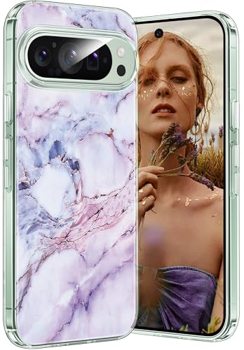 Coque Pixel 9 Pro XL marbre anti-rayures - Protection violette chic