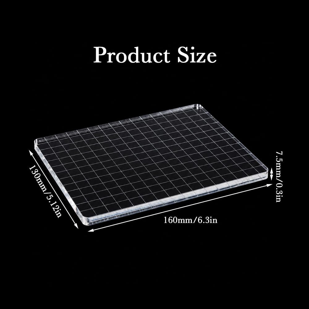 6" x 5" Acrylic Stamp Block, Clear Stamping Blocks with Grid