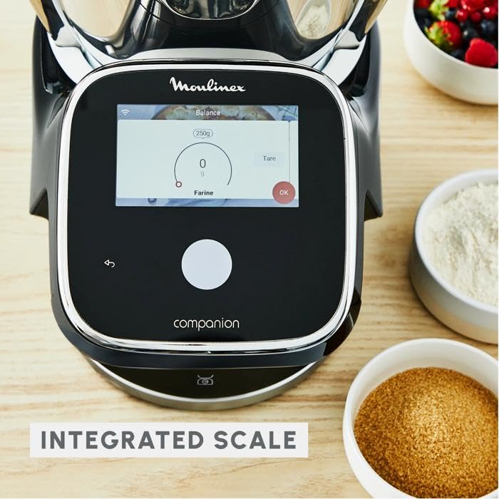 Robot da cucina Moulinex i-Companion Touch Pro con funzione cottura, 18 modalità, ricette personalizzate, bilancia integrata, ispirazione illimitata per ricette, praticamente silenzioso, app Moulinex,