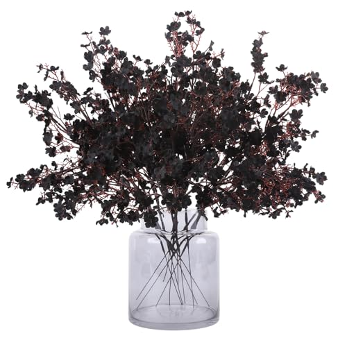 N&T NIETING Flores artificiales, paquete de 12 flores artificiales de Gypsophila para bricolaje, ramo de boda, fiesta, centros de mesa, arreglos florales y decoración del hogar de otoño (negro)